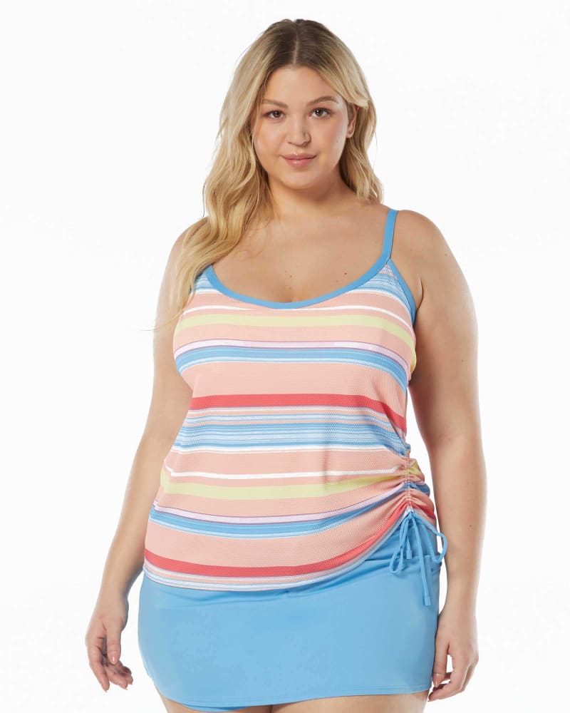 Front of a model wearing a size 22W BRIDGET TANKINI in MULTI by Beach House Woman. | dia_product_style_image_id:348398